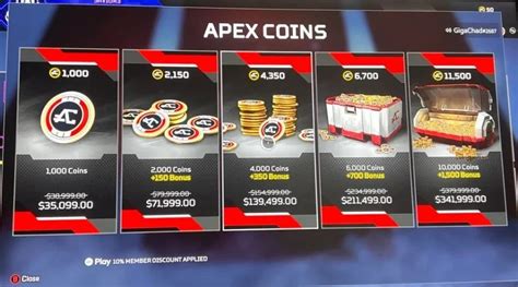 how much do apex coins cost